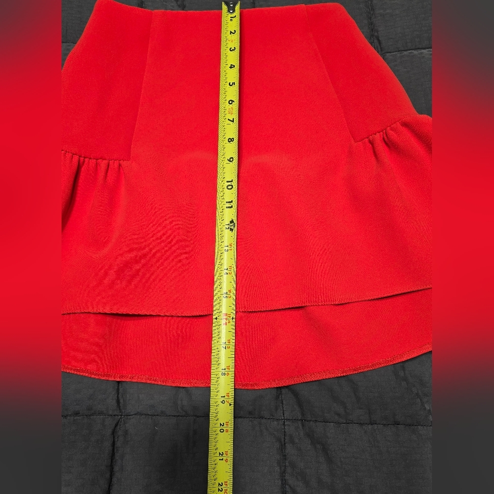 Topshop Crepe Red Ruffle Mini Skirt Women's Size 8 - Picture 4 of 7